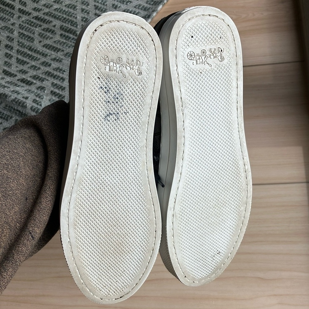 Coach Black and Gray Monogram Low-Top Sneakers Paddy Size 8 - Picture 4 of 9